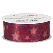Artículo Cinta decorativa brillante con estampado de estrellas para adornos navideños, 40 mm x 15 m