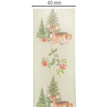 Artículo Cinta decorativa con motivos de ciervos, bosque y flores, 40 mm x 15 m