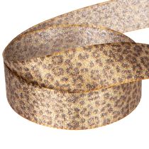 Artículo Cinta de regalo con estampado de leopardo para decoración creativa y arreglos florales, 25 mm x 20 m