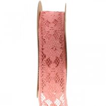 Artículo Cinta de encaje rosa viejo, cinta decorativa, decoración vintage, cinta decorativa, decoración de boda W25mm L15m