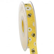 Artículo Cinta de tela Cinta decorativa de abejas amarillas Cinta de verano An. 15 mm L. 20 m