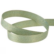 Artículo Cinta de regalo cinta diseño espiga oro verde 15mm 20m