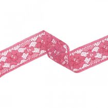 Cinta encaje rosa 25mm cinta decorativa encaje 15m