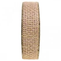 Cinta decorativa yute rosa naturaleza 25mm cinta de yute decoración casa de campo 10m