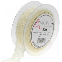 Artículo Cinta de encaje Decoración de boda Romántico Blanco crema W35mm L20m