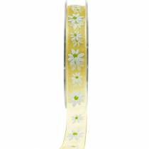 Cinta de organza flores amarillas 15mm cinta de tela cinta decorativa decoración de verano 20m