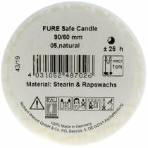 Artículo PURE Nature Safe Candle vela de columna estearina, cera de colza 90/60mm blanco 1ud