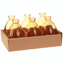 Artículo Jarrón bulboso de cristal mini jarrones naranja Ø7cm H12cm 6 uds