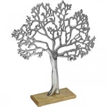 Árbol decorativo de metal grande, árbol de metal madera plateada Al. 42,5 cm