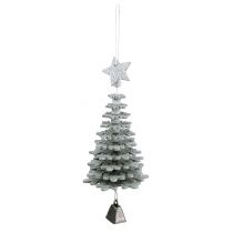 Artículo Decoración navideña Árbol para colgar con campana Color plata 29cm