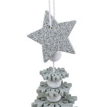 Artículo Decoración navideña Árbol para colgar con campana Color plata 29cm