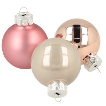 Artículo Decoración árbol Navidad bolas cristal rosa gris Ø4cm 24 uds