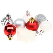 Artículo Arbol decoracion mix rojo, blanco, plata Ø3cm 33pcs