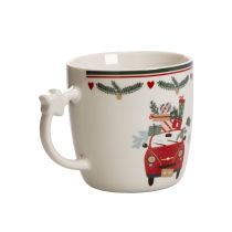 Artículo Taza de cerámica con motivos navideños, coche y regalos, 9 cm.