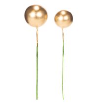 Artículo Bolas artificiales de bayas doradas en alambre para arreglos festivos, 2 cm, 48 unidades