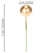 Artículo Bolas artificiales de bayas doradas en alambre para arreglos festivos, 2 cm, 48 unidades