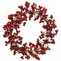 Corona de Bayas Plantas Artificiales Rojas Navidad Roja Ø30cm