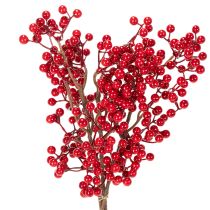 Artículo Rama de acebo artificial con bayas rojas, rama decorativa para jarrones, 47 cm, 3 piezas.