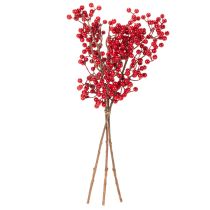 Artículo Rama de acebo artificial con bayas rojas, rama decorativa para jarrones, 47 cm, 3 piezas.