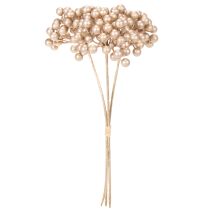 Artículo Rama artificial de bayas, decoración color champán, 28 cm, 3 piezas