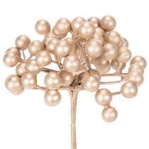 Artículo Rama artificial de bayas, decoración color champán, 28 cm, 3 piezas