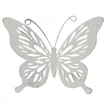 Artículo Estaca cama metal mariposa blanca 43x10,5x8cm 3uds