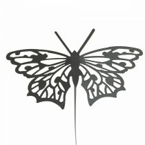 Artículo Tapón floral mariposa metal negro 10,5×8/44cm 3uds