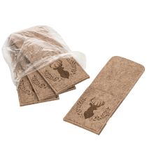 Artículo Estuche para cubiertos con motivo de ciervo, de fieltro, 26 cm, 4 piezas