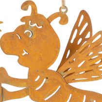 Artículo Adorno colgante de abeja, metal color óxido, decoración de verano, 12 cm, 6 piezas
