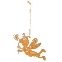 Artículo Adorno colgante de abeja, metal color óxido, decoración de verano, 12 cm, 6 piezas