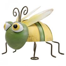 Figura de jardín abeja, figura decorativa insecto de metal H9.5cm verde amarillo