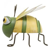 Figura de jardín abeja, figura decorativa insecto de metal H9.5cm verde amarillo