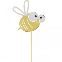 Artículo Abeja como enchufe, resorte, decoración de jardín, abeja de metal amarillo, blanco L54cm 3pcs