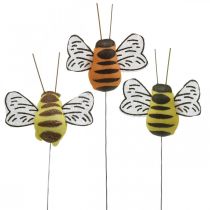 Artículo Abeja en alambre, tapones de flores, abejas decorativas, naranja primavera, amarillo AN4,5cm 24uds