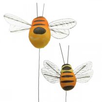 Deco abeja, decoración de primavera, abeja en alambre naranja, amarillo B5/6,5cm 12uds