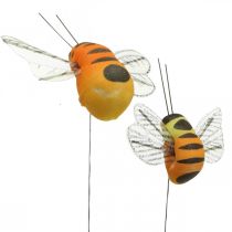 Deco abeja, decoración de primavera, abeja en alambre naranja, amarillo B5/6,5cm 12uds
