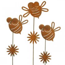 Artículo Estaca de jardín abeja, decoración de primavera, estaca de metal óxido L24,5cm 6 uds.