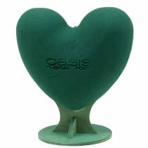 Artículo Espuma floral corazón 3D con pie espuma floral verde 30cm x 28cm