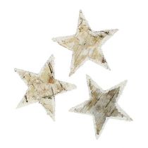 Artículo Estrellas de abedul natural nevadas 6,5cm 30uds