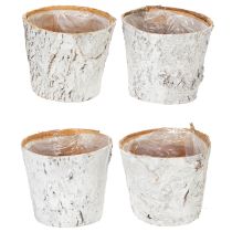 Artículo Maceta con aspecto de corteza, ideal para diseño interior rústico y decoración con plantas, 12 cm, 4 piezas