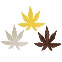 Artículo Hojas decorativas dispersas amarillo, marrón, platino surtido 4cm 72 piezas