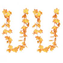 Artículo Guirnalda de hojas guirnalda de otoño amarillo anaranjado 168cm 2ud
