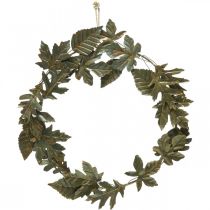 Anillo decorativo corona de metal decoración de pared hojas latón Ø52cm