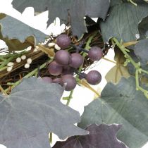 Corona decorativa de hojas de parra y uvas Corona otoñal de vides Ø60cm