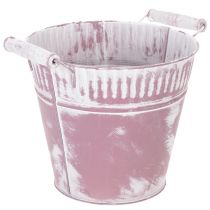 Artículo Cubo de hojalata, lavado en morado y blanco, Ø19cm H17cm, 1 unidad.