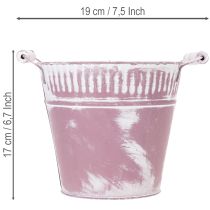 Artículo Cubo de hojalata, lavado en morado y blanco, Ø19cm H17cm, 1 unidad.