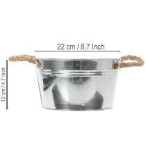 Artículo Bol de metal brillante con asas de cuerda, Ø22 cm