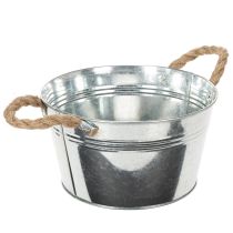 Artículo Bol de metal brillante con asas de cuerda, Ø22 cm