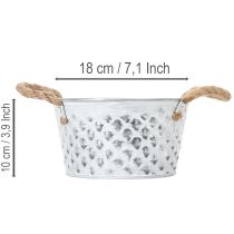 Artículo Bol de chapa metálica con asas de cuerda Ø18cm H10cm