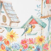 Artículo Maceta de hojalata con casitas para pájaros, decoración de verano, macetero de 14,5 cm de alto y 13,5 cm de diámetro.